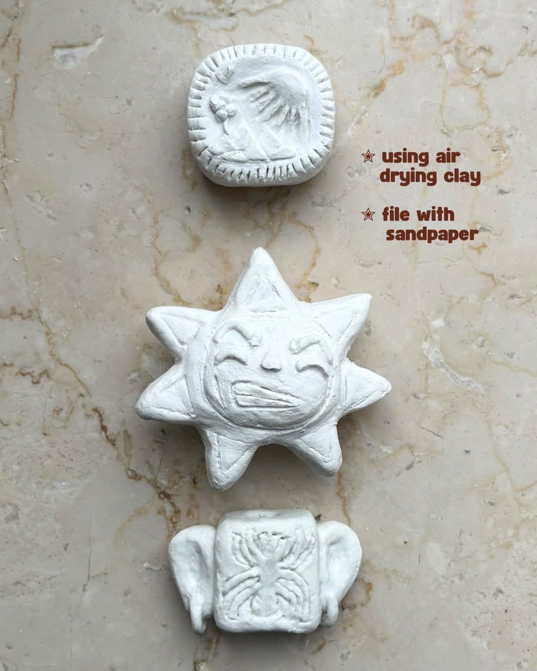 Unpainted clay charms