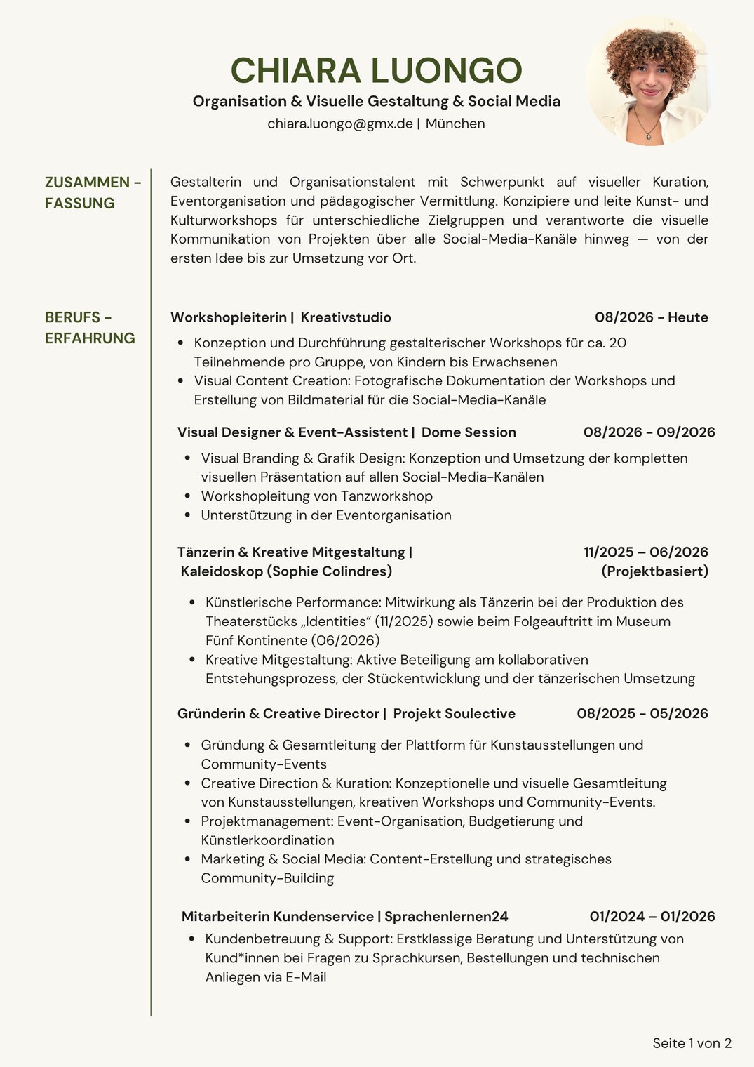 CV Chiara Luongo, page 1