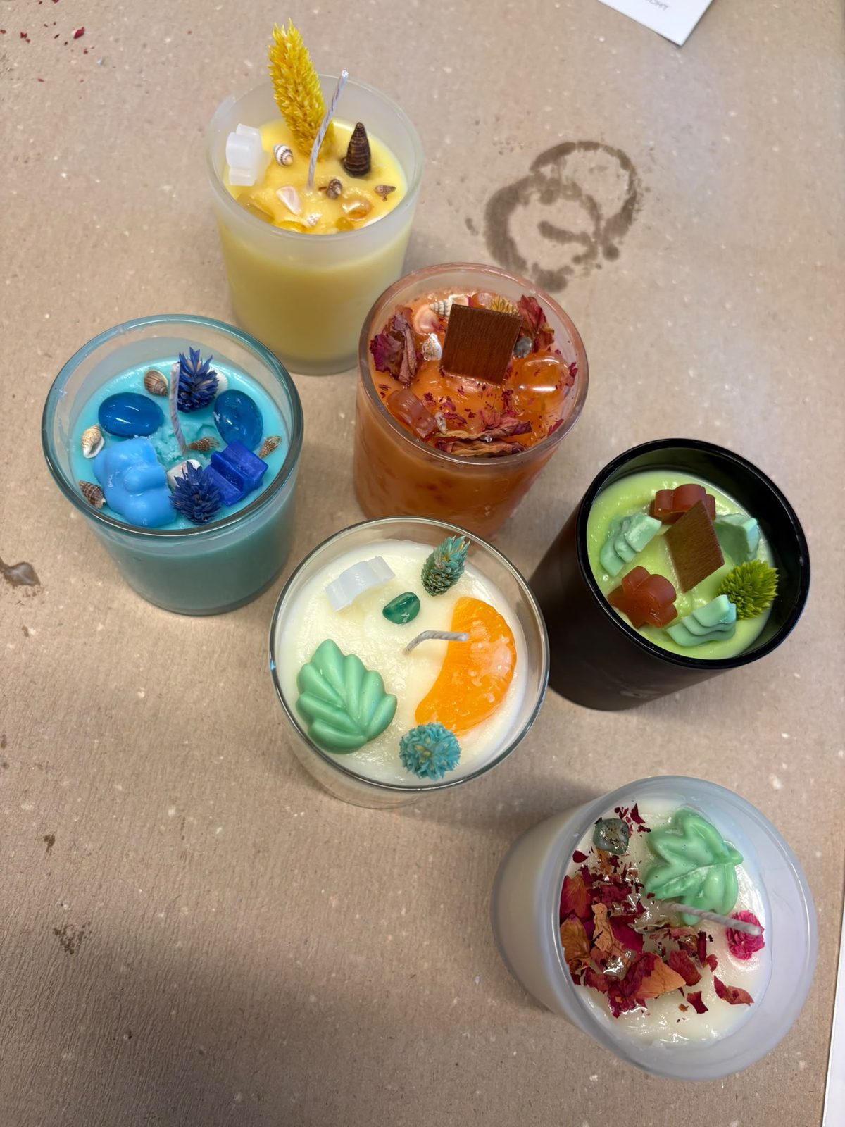 Candles made in a candle-pouring workshop