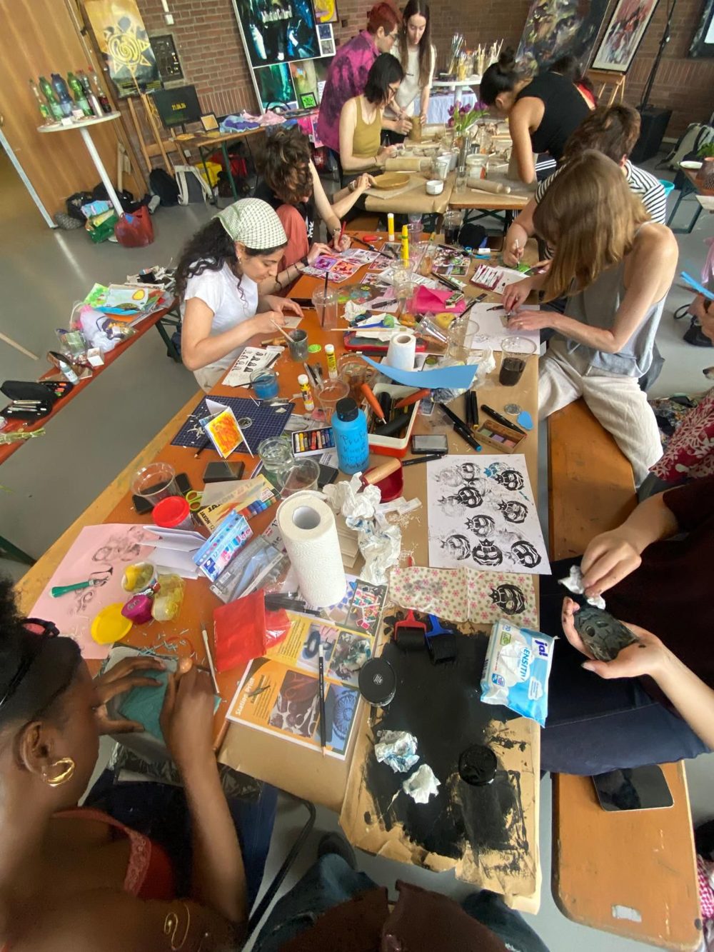 Workshop tables with visitors